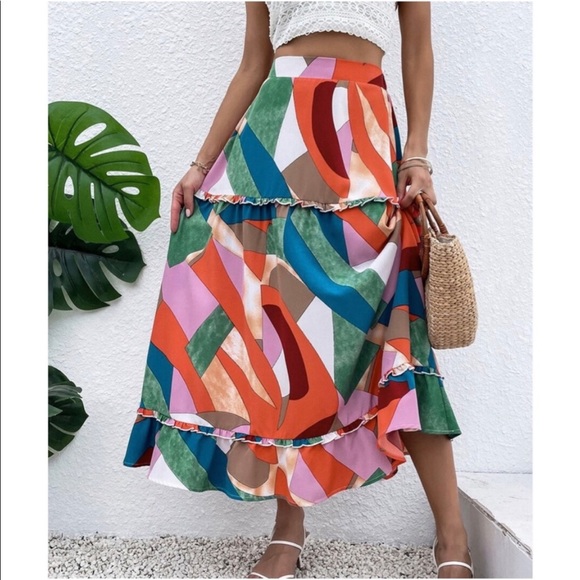 Boho Geo Abstract Print Maxi Skirt - Picture 6 of 6